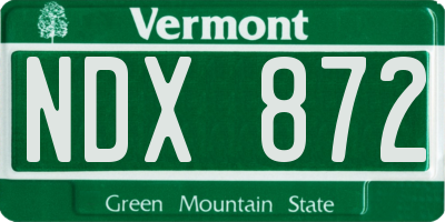 VT license plate NDX872