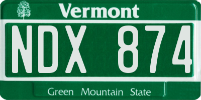 VT license plate NDX874