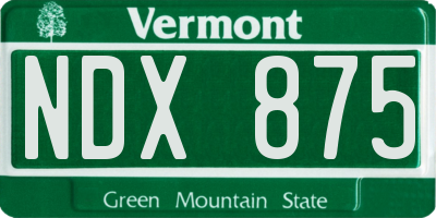 VT license plate NDX875