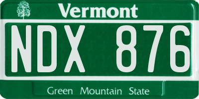 VT license plate NDX876