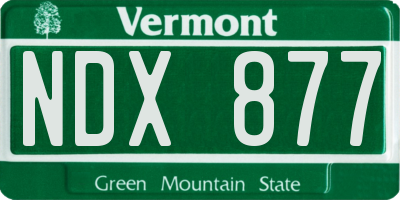VT license plate NDX877