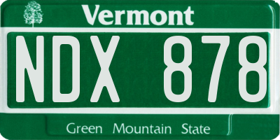 VT license plate NDX878
