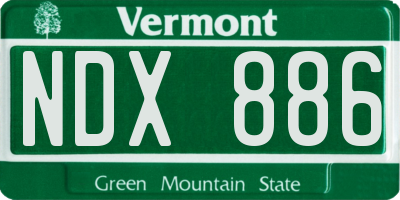 VT license plate NDX886