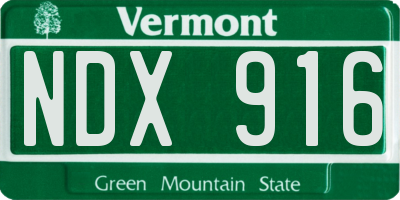 VT license plate NDX916