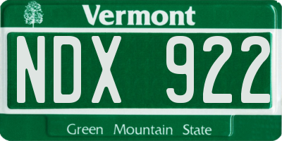 VT license plate NDX922