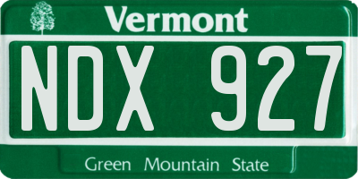 VT license plate NDX927