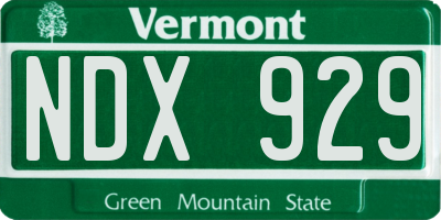 VT license plate NDX929