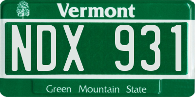 VT license plate NDX931