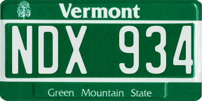 VT license plate NDX934
