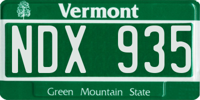 VT license plate NDX935