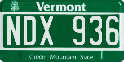 VT license plate NDX936