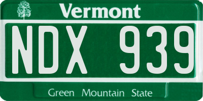 VT license plate NDX939