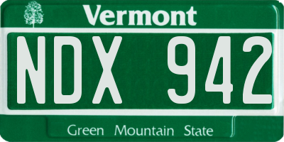 VT license plate NDX942