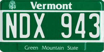 VT license plate NDX943