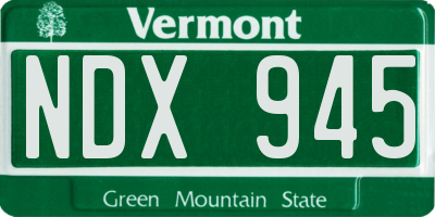 VT license plate NDX945