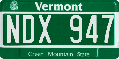 VT license plate NDX947