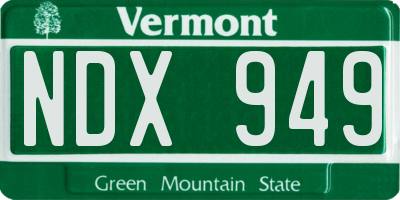 VT license plate NDX949