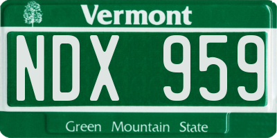 VT license plate NDX959