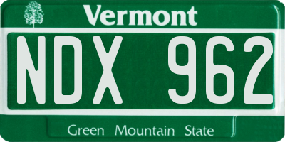 VT license plate NDX962