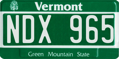 VT license plate NDX965
