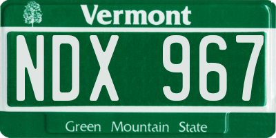 VT license plate NDX967