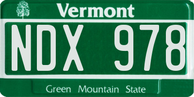 VT license plate NDX978