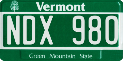 VT license plate NDX980