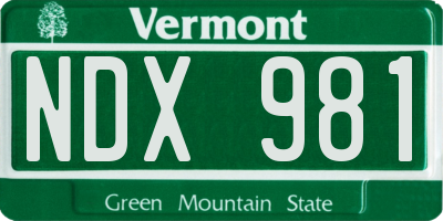 VT license plate NDX981