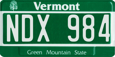VT license plate NDX984