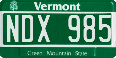 VT license plate NDX985