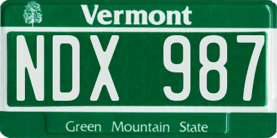 VT license plate NDX987
