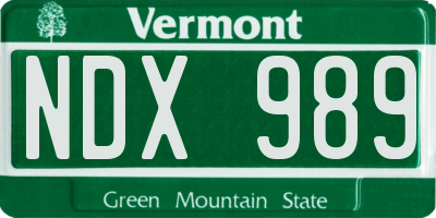 VT license plate NDX989
