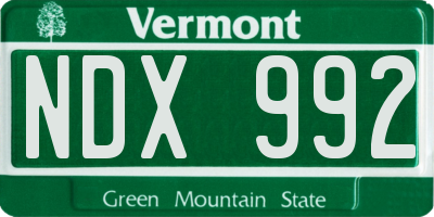 VT license plate NDX992