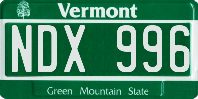 VT license plate NDX996
