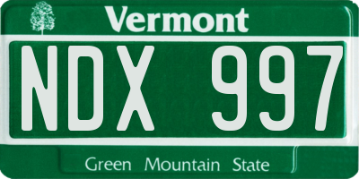 VT license plate NDX997