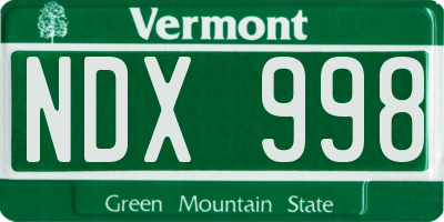 VT license plate NDX998