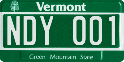 VT license plate NDY001