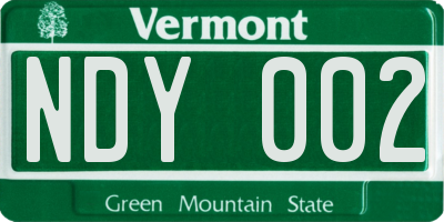 VT license plate NDY002