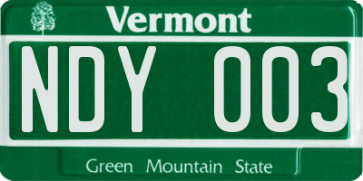 VT license plate NDY003