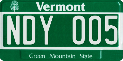 VT license plate NDY005