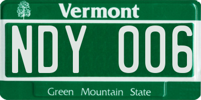 VT license plate NDY006