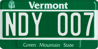 VT license plate NDY007