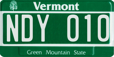 VT license plate NDY010