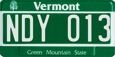 VT license plate NDY013