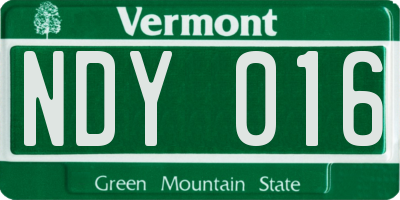 VT license plate NDY016