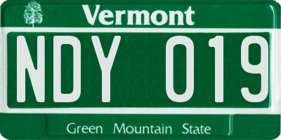 VT license plate NDY019