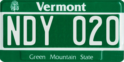 VT license plate NDY020