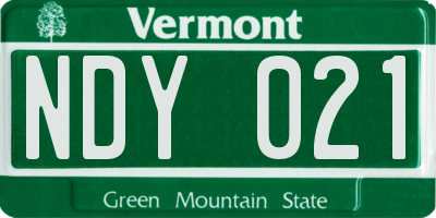 VT license plate NDY021