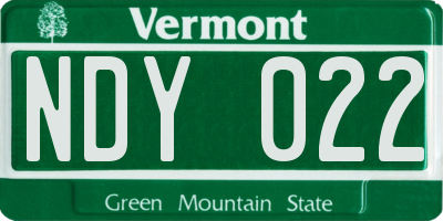 VT license plate NDY022