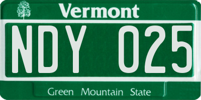 VT license plate NDY025